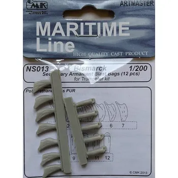 Plastikový model CMK 1/200 Bismarck - secondary arm.blast bags (12 pcs)