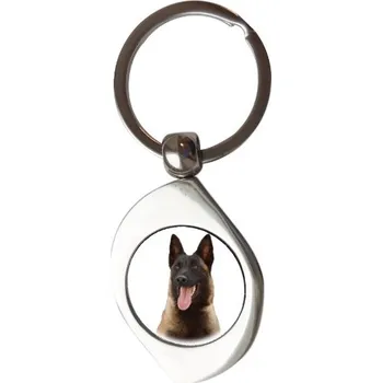 Přívěsek na klíče kolečko s potiskem Belgický ovčák Malinois