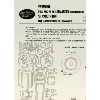 Plastikový model New Ware 1/48 Mask MiG-25 RBT ADVANCED (ICM 48901)