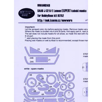 Plastikový model New Ware 1/48 Mask SAAB J-32 B/E Lansen EXPERT (HOBBY81752)
