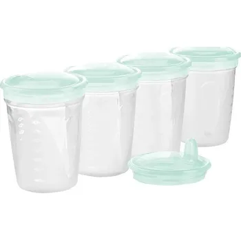 dětská jídelní sada Kelímky na uchovávání mléka BabyOno 4 ks Barva: Zelená