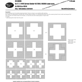 Plastikový model New Ware 1/48 Mask Do17 Z-2 NATIONAL INSIGNIA (ICM 48244)