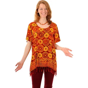 Dámská halenka Dámská halenka batikovaná BOB Neobaju Louka červeno-žlutá M