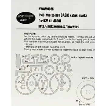 Plastikový model New Ware 1/48 Mask MiG-25 RBT BASIC (ICM 48901)