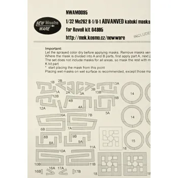 Plastikový model New Ware 1/32 Mask Me262 B-1/U-1 ADVANCED (REV 04995)