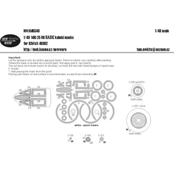 Plastikový model New Ware 1/48 Mask MiG-25 RB BASIC (ICM 48902)