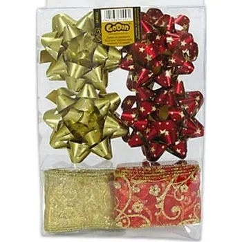 Party dekorace Sada na balení dárků bordo a zlatá