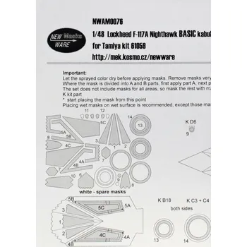 Plastikový model New Ware 1/48 Mask F-117A Nighthawk BASIC (TAM 61059)