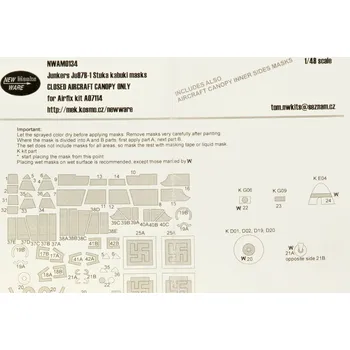 Plastikový model New Ware 1/48 Mask Ju87B-1 Stuka CLOSED CANOPY (AIRFIX)