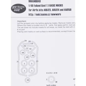 Plastikový model New Ware 1/48 Mask Folland Gnat T.1 BASIC (AIRFIX)