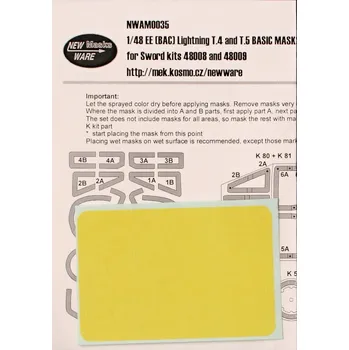 Plastikový model New Ware 1/48 Mask BAC Lightning T.4/T.5 BASIC (SWORD)
