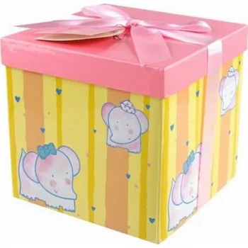 Dárková krabička Dárková krabička skládací s mašlí M 15x15x15 cm sloni