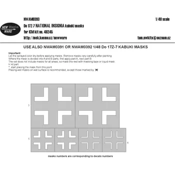Plastikový model New Ware 1/48 Mask Do 17Z-7 NATIONAL INSIGNIA (ICM 48245)
