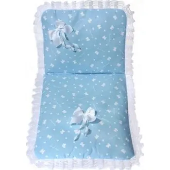 Příslušenství pro dětskou postel a kolébku Sada peřinka s krajkou silon a mašlemi - světle modrá / potisk mašličky AG