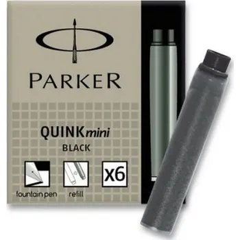 Inkoustové mini bombičky Parker ČERNÉ 6 kusů (pro řadu plnicích Contact a Esprit a Facet)