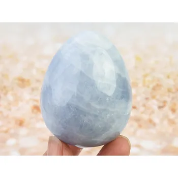 Přírodní kámen Hladké vejce - modrý kalcit 223g
