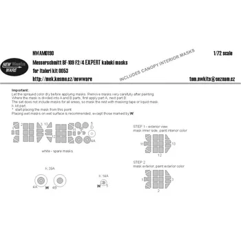 Plastikový model New Ware 1/72 Mask Messerschmitt Bf-109F2/4 EXPERT (ITAL)
