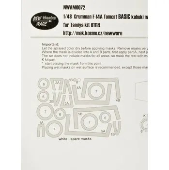 Plastikový model New Ware 1/48 Mask Grumman F-14A Tomcat BASIC (TAM)