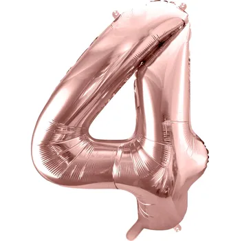 Balónek Fóliový balónek číslo 4 - rose gold, 86 cm