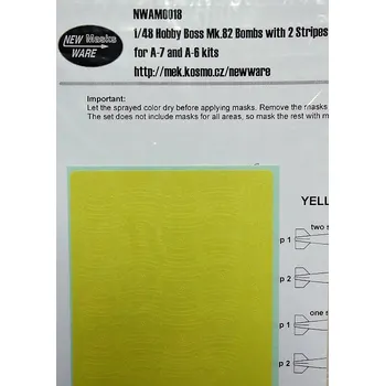 Plastikový model New Ware 1/48 Mask Mk.82 Bombs w/ 2 stripes for A-7/A-6