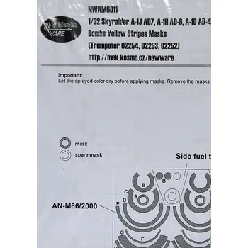 Plastikový model New Ware 1/32 Mask Skyraider A-1 kits Bombs Stripes (TRUMP)
