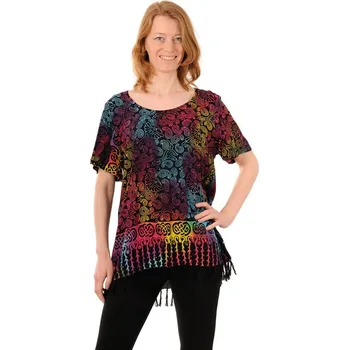 Dámská halenka Dámská halenka batikovaná BOB Neobaju Kolibřík černo-duhová L