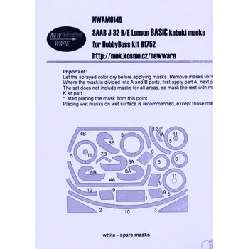 Plastikový model New Ware 1/48 Mask SAAB J-32 B/E Lansen BASIC (HOBBY81752)