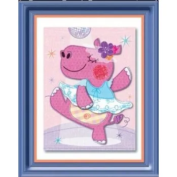 Samolepící dekorace Samolepka 3D v rámečku hrošice baletka 32x25cm