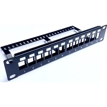 Patch panel 10" Patch panel 12port modulární s vyvazovací lištou