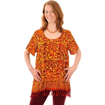 Dámská halenka Dámská halenka batikovaná BOB Neobaju Vítr červeno-žlutá L