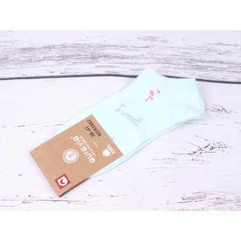 Dámské ponožky Ponožky aura.via nízké kotníkové zelenkavé s plameňákem velikosti ponožek: 26-27 ( EUR vel. 39-41)