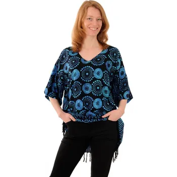 Dámská halenka Dámská halenka batikovaná BOB Véčko Louka černo-modrá L