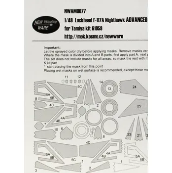 Plastikový model New Ware 1/48 Mask F-117A Nighthawk ADVANCED (TAM 61059)