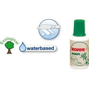 Korekční prostředek KORES Opravný lak Aqua Soft tip 25 g, s houbičkou