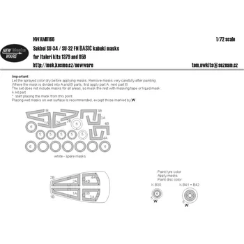 Plastikový model New Ware 1/72 Mask Sukhoi SU-34/SU-32 FN BASIC (ITAL 1379)