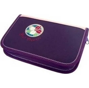Penál EMIPO Školní penál 1-klopa Flowers fialová -neplněný
