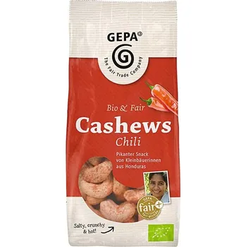 Slaná pochutina Gepa Bio kešu oříšky s příchutí chilli 100 g