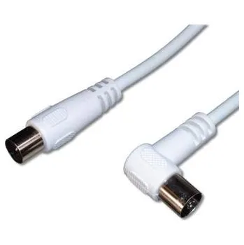 Kabel PremiumCord TV kabel M/F konektor 90°, 75 Ohm 2m (ktmf02U)