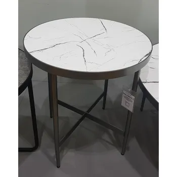 Konferenční stolek MAMBA odkládací stolek Dolores C, imitace mramoru/šedá