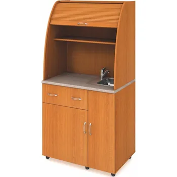 Policová skříň Hobis Kancelářská kuchyňka KU 2 1 P - pravá Úchytky: USH, Barva kuchyňky: višeň, Barva roletky: šedá