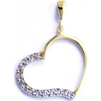 Přívěsek Zlaté srdíčko s bílým zdobením