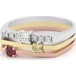 Prsten z trojího zlata s prsten s rubínem a diamanty J-31520 (J-31520)