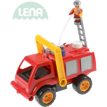 Hračka Lena Auto hasičské plastové 29cm aktivní hasiči stříkací vodu set s panáčkem 415