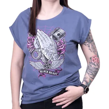 Dámské tričko tričko street dámské - HOLLY HAND VINTAGE BLUE EXT - BLACK HEART - 010-0180-BLU - L