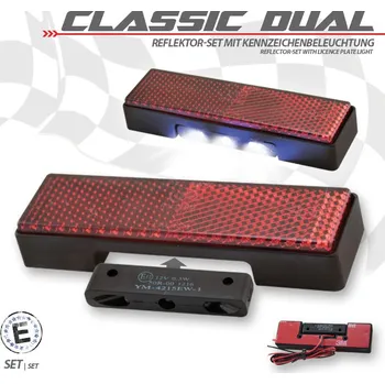 Osvětlení pro motocykl HS MOTO - Německo Červená odrazka Classic Dual s osvětlením RZ