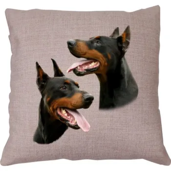 Bytový textil Polštář saténový s potiskem Dobrman