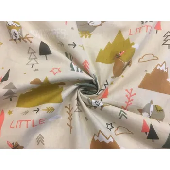 Bavlněné plátno prémium zvířata béžová a teepee