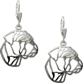 Náušnice Stříbrné Tlapky 231 Německý Boxer – stříbrné náušnice 925/1000