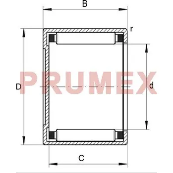 INA BK 1612 jehlové ložisko s lisovaným pouzdrem