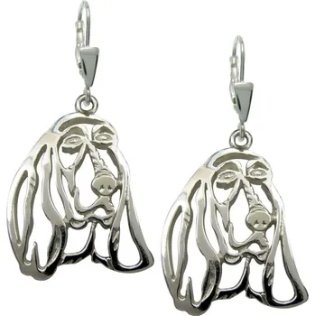 Náušnice Stříbrné Tlapky 143 Baset – stříbrné náušnice 925/1000